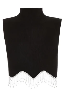 Quiz Going Out Tops|Crop Tops>Black Scalloped Embellished Sleeveless Top