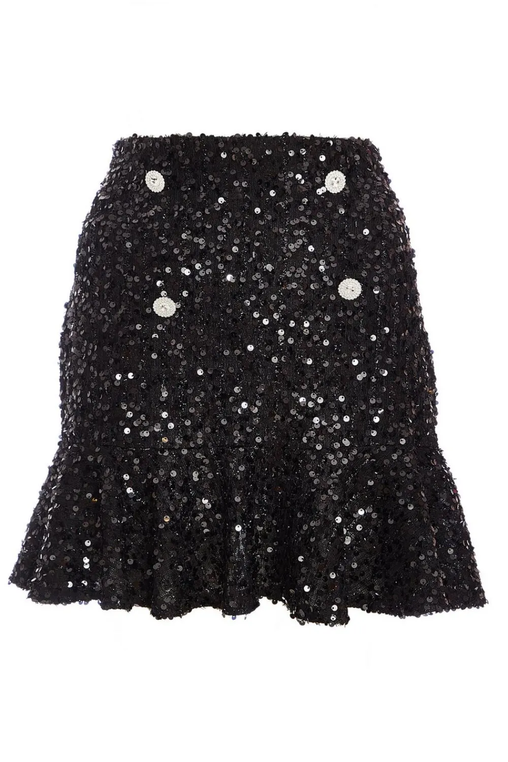 Quiz Skirts|Going Out>Black Sequin Frill Mini Skirt