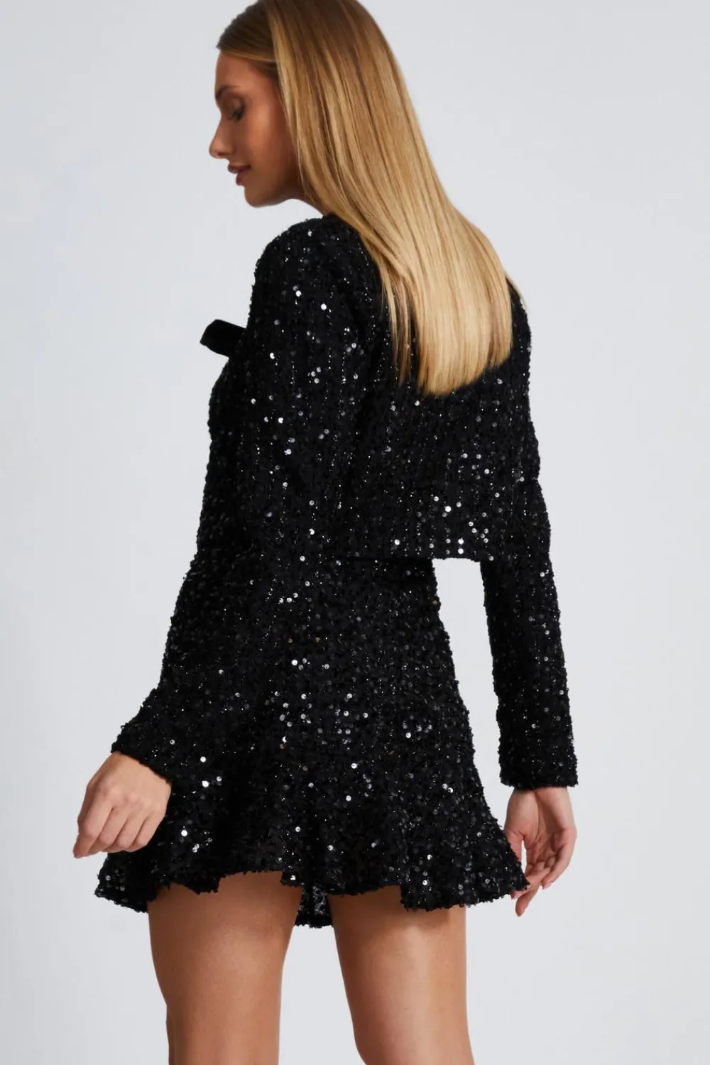 Quiz Skirts|Going Out>Black Sequin Frill Mini Skirt