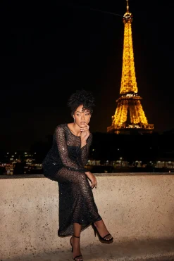 Quiz Prom & Ball|Prom Dresses>Black Sequin Mesh Maxi Dress