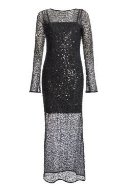 Quiz Prom & Ball|Prom Dresses>Black Sequin Mesh Maxi Dress