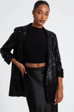 Quiz Blazers|Going Out>Sequin Ruched Blazer