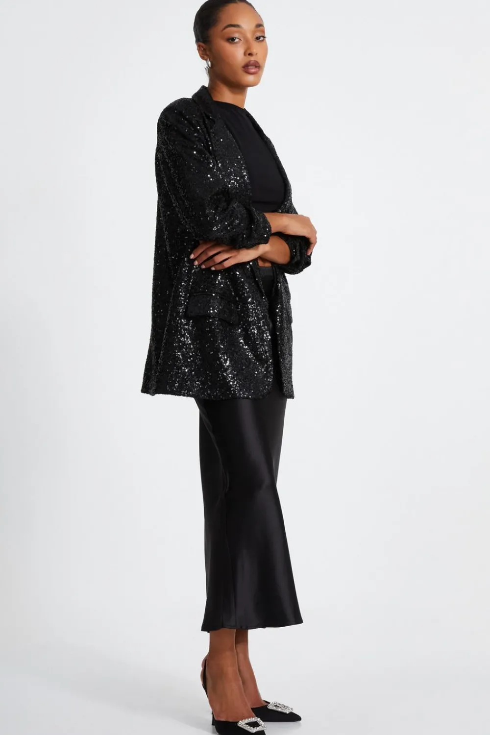 Quiz Blazers|Going Out>Sequin Ruched Blazer