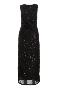 Quiz Evening Dresses|Midi Dresses>Black Sequin Ruched Side Midaxi Dress