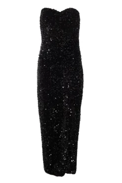 Quiz Evening Dresses|Occasion Dresses>Black Sequin Strapless Midaxi Dress