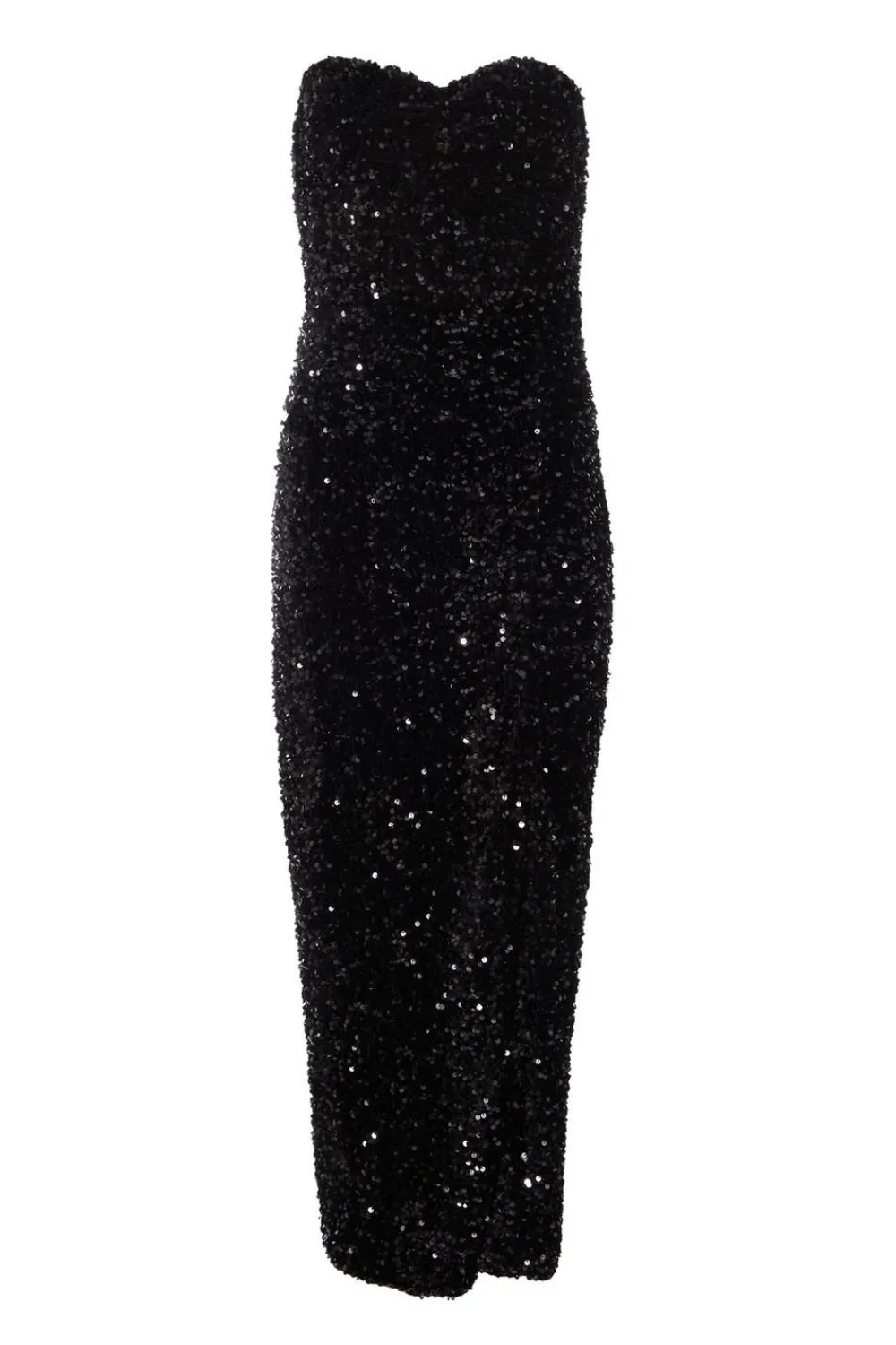 Quiz Evening Dresses|Occasion Dresses>Black Sequin Strapless Midaxi Dress