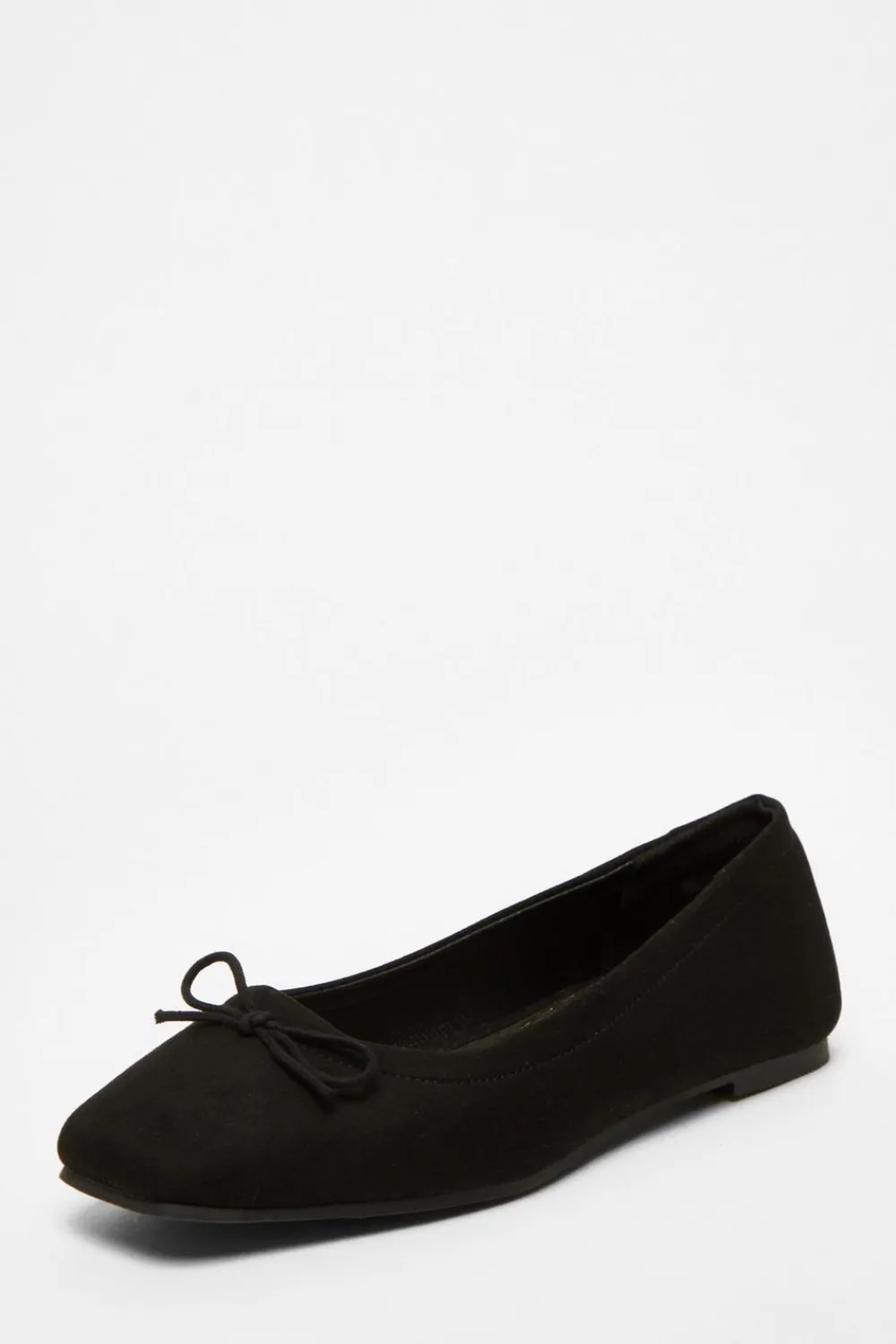 Quiz Pumps|Flats>Black Square Toe Flat Pumps