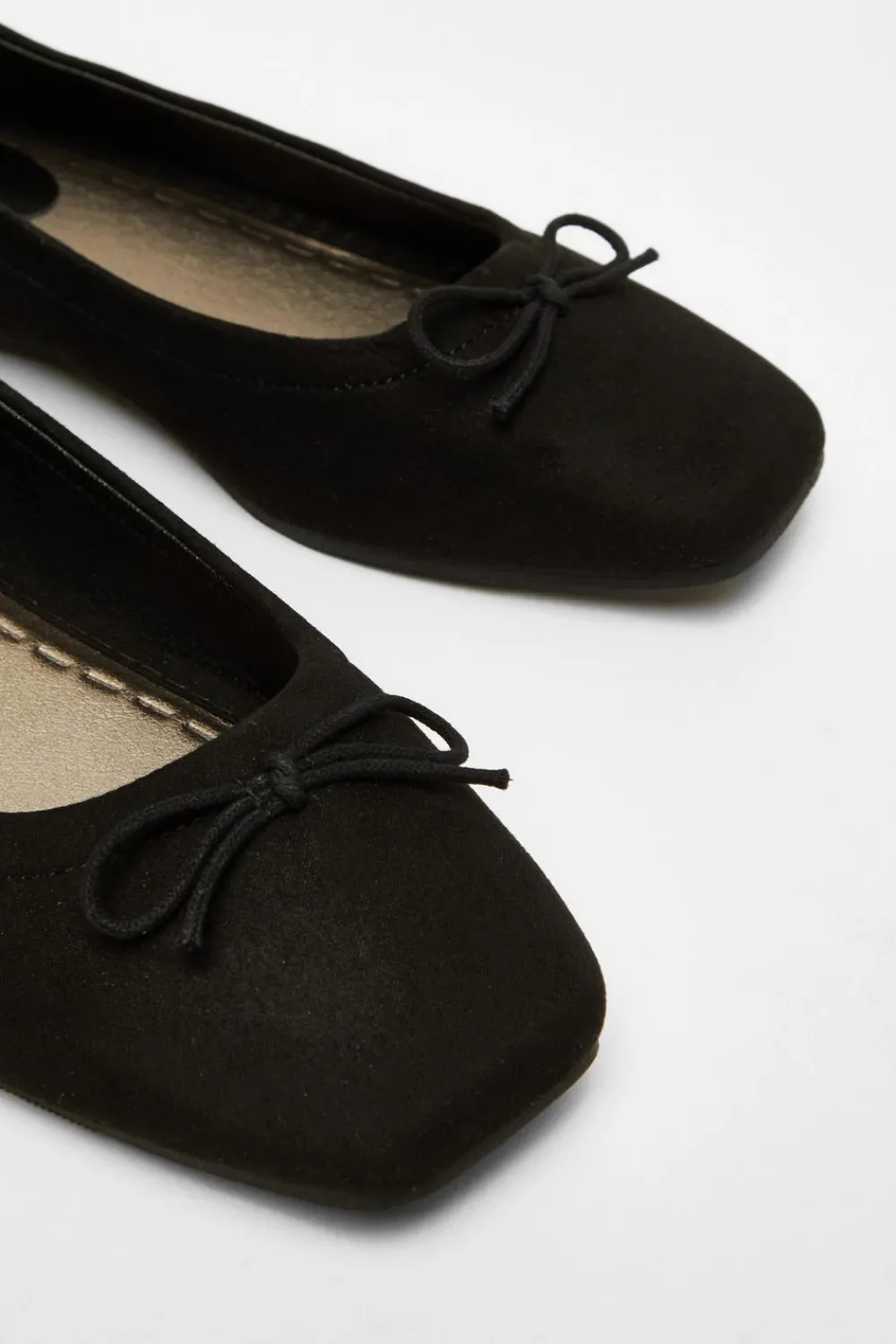 Quiz Pumps|Flats>Black Square Toe Flat Pumps
