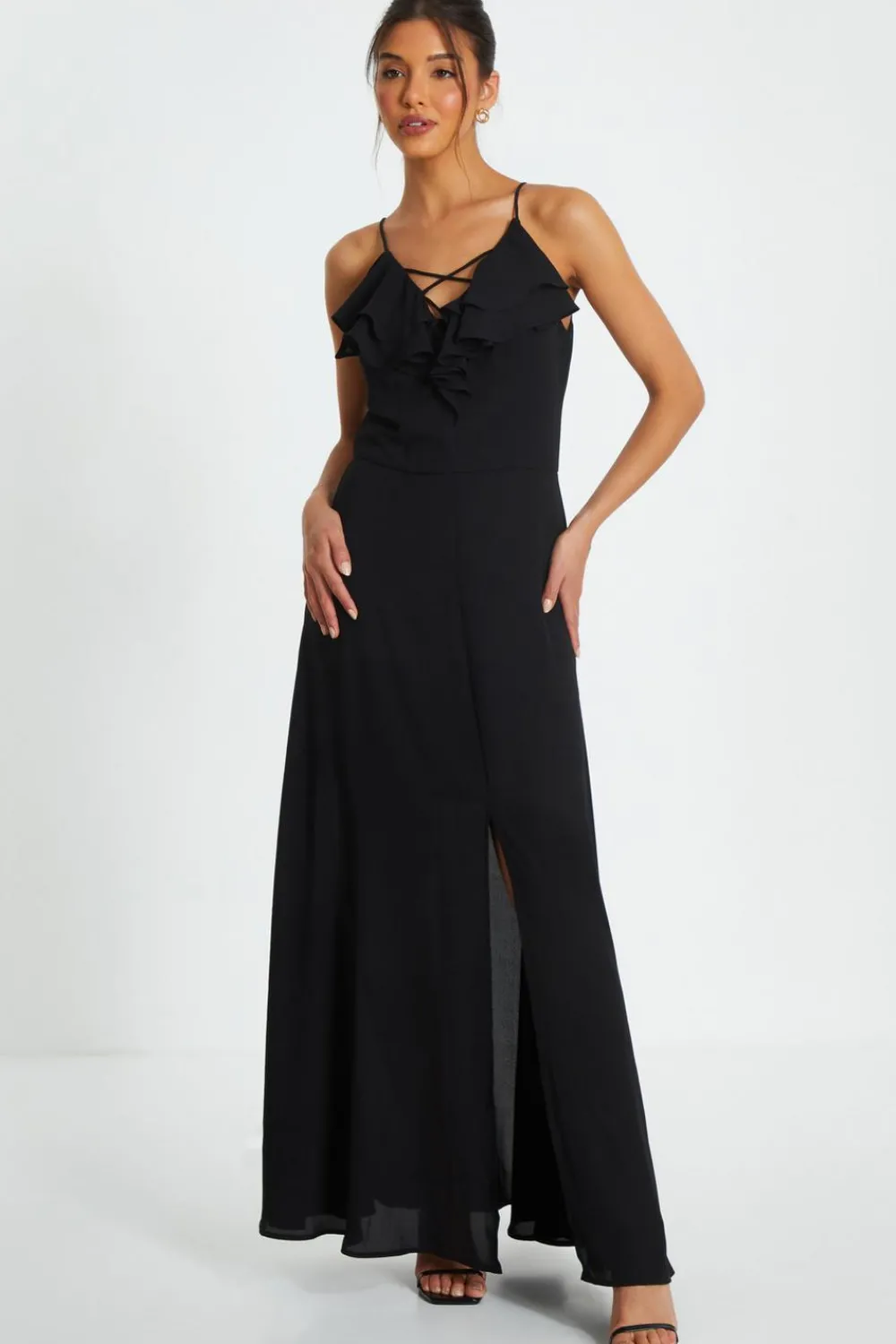 Quiz Evening Dresses|Summer Clothes>Strappy Ruffle Chiffon Maxi Dress
