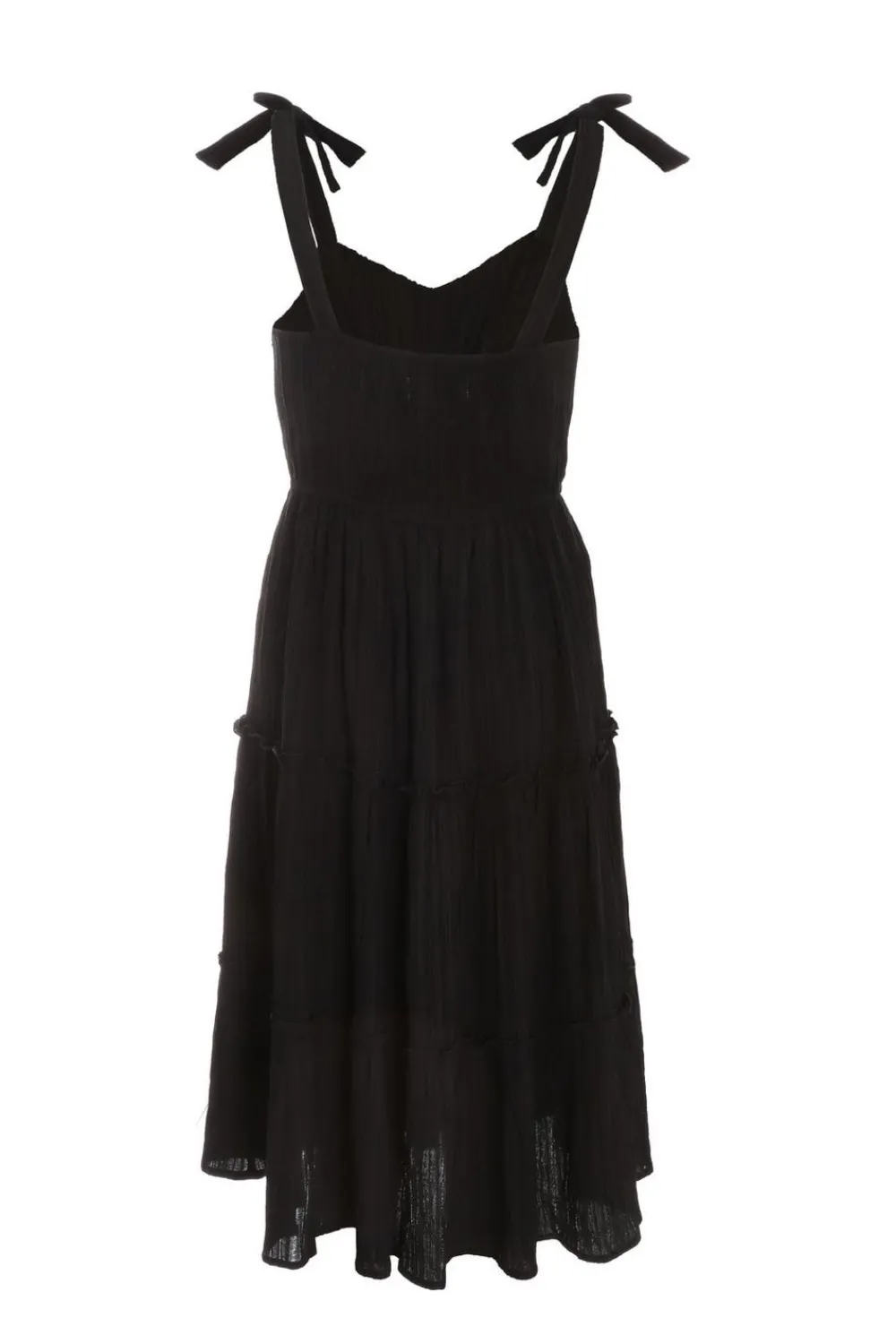 Quiz Holiday|Summer Dresses>Black Strappy Tiered Midi Dress