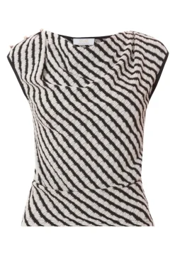 Quiz Going Out Tops|Workwear>Black Striped Cowl Neck Top