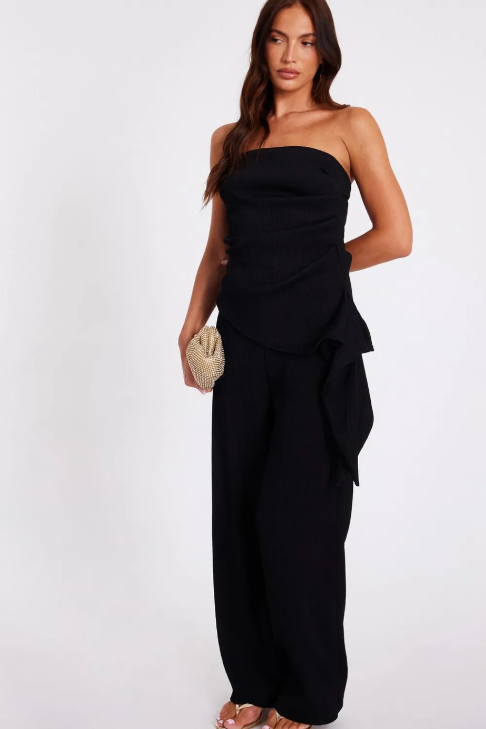 Quiz Going Out Tops|Tops>Black Textured Bandeau Top