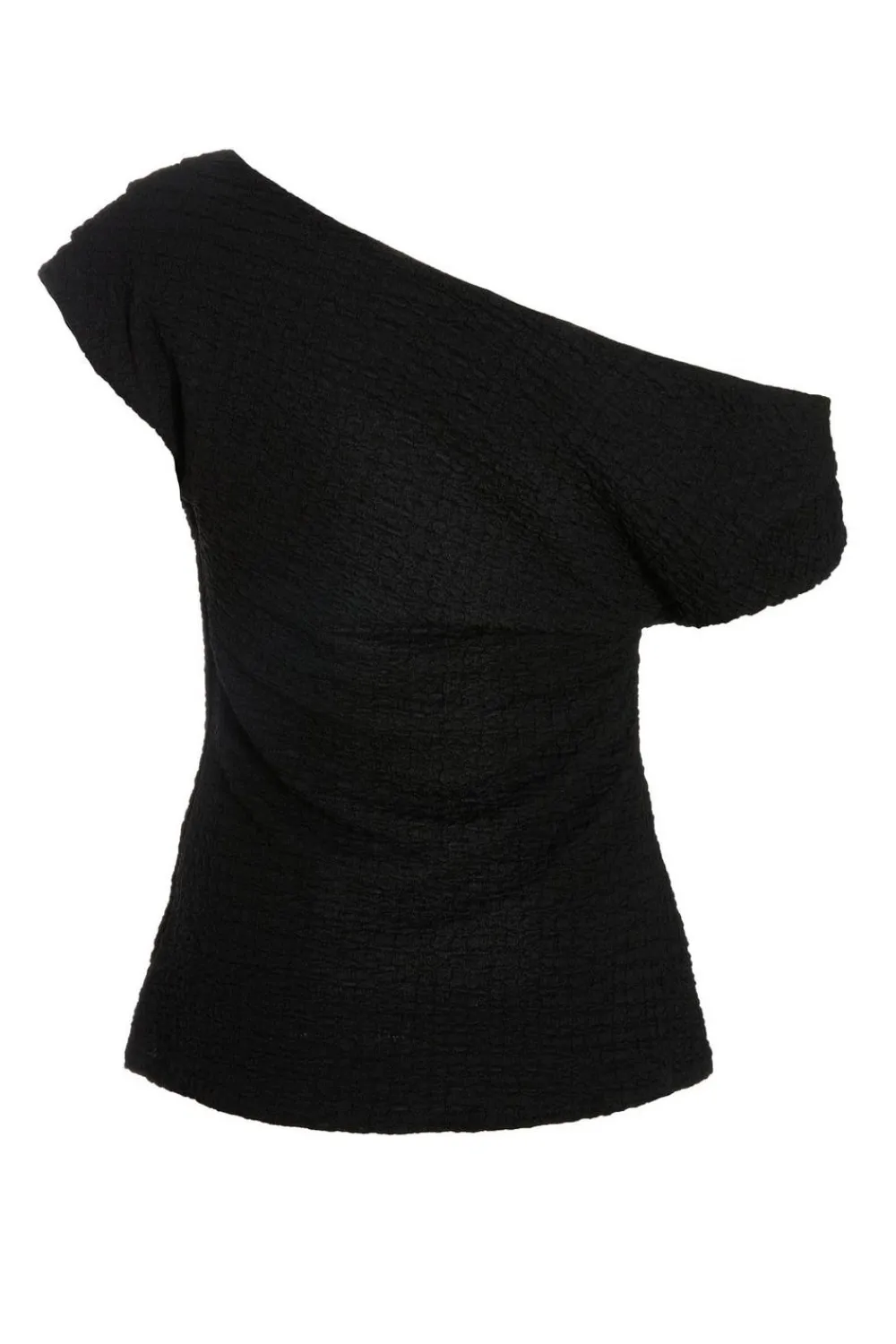 Quiz Day Tops|Tops>Black Textured Drape Neck Top