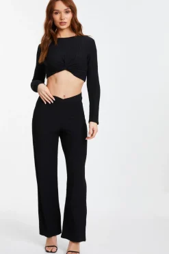 Quiz Day Tops|Crop Tops>Textured Knot Front Crop Top