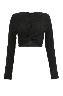 Quiz Day Tops|Crop Tops>Textured Knot Front Crop Top