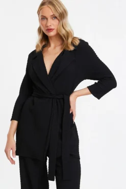 Quiz Workwear|Jackets & Coats>Black Tie Front Blazer