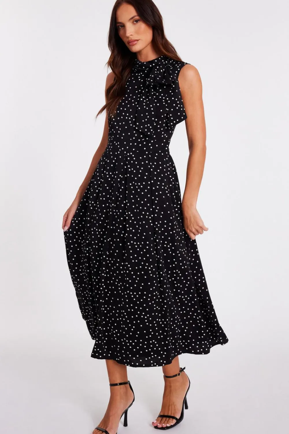 Quiz Day At The Races|Christening Guest>Tie Neck Polka Dot Midaxi Dress