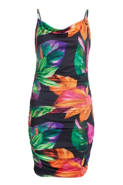 Quiz Holiday|Summer Dresses>Black Tropical Print Mini Dress