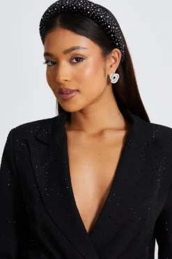 Quiz Hair Accessories>Black Velvet Diamante Headband