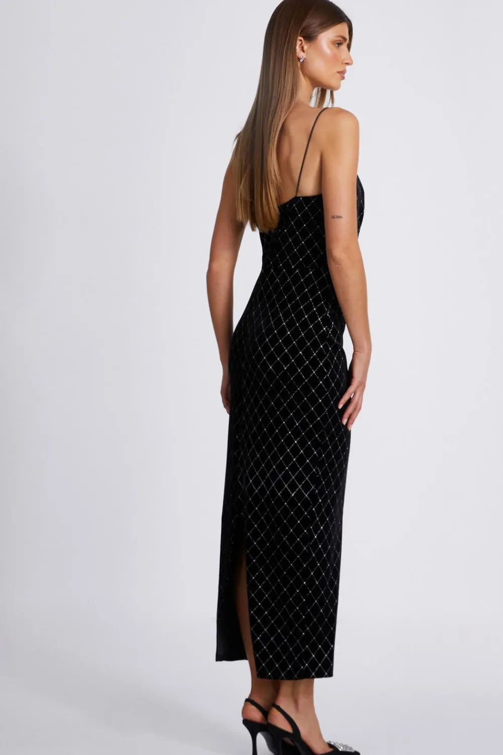 Quiz Prom & Ball|Evening Dresses>Black Velvet Diamante Midi Dress