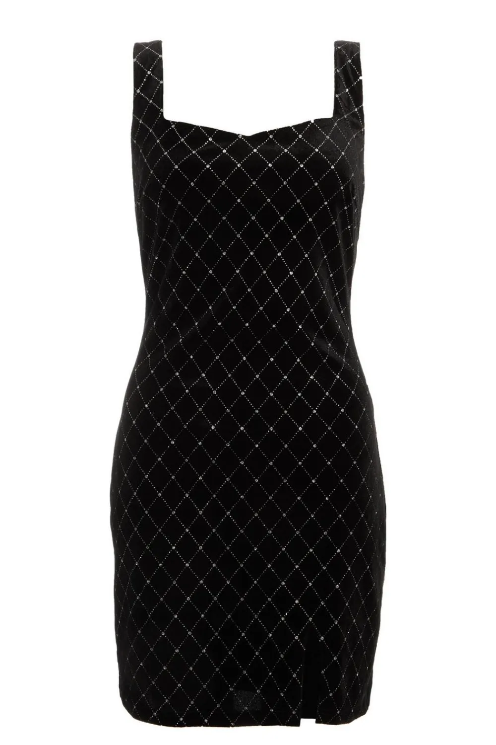Quiz Evening Dresses|Occasion Dresses>Black Velvet Diamante Mini Dress