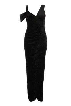 Quiz Evening Dresses|Wrap Dresses>Black Velvet Glitter Maxi Dress