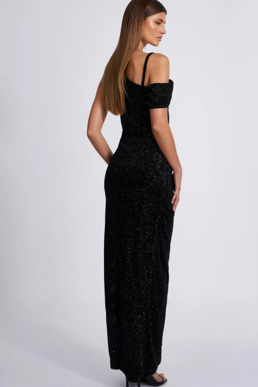 Quiz Evening Dresses|Wrap Dresses>Black Velvet Glitter Maxi Dress