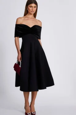 Quiz Prom & Ball|Evening Dresses>Black Velvet Neckline Skater Dress