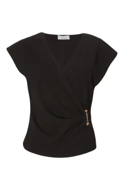 Quiz Day Tops|Workwear>Black V-Neck Wrap Top