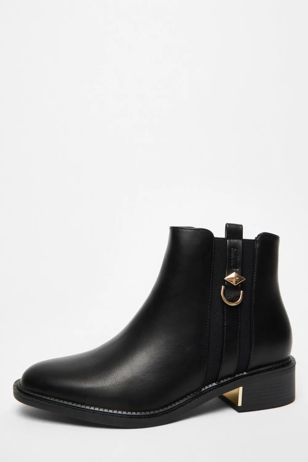Quiz Wide Fit|Flats>Black Wide Fit Flat Ankle Boot
