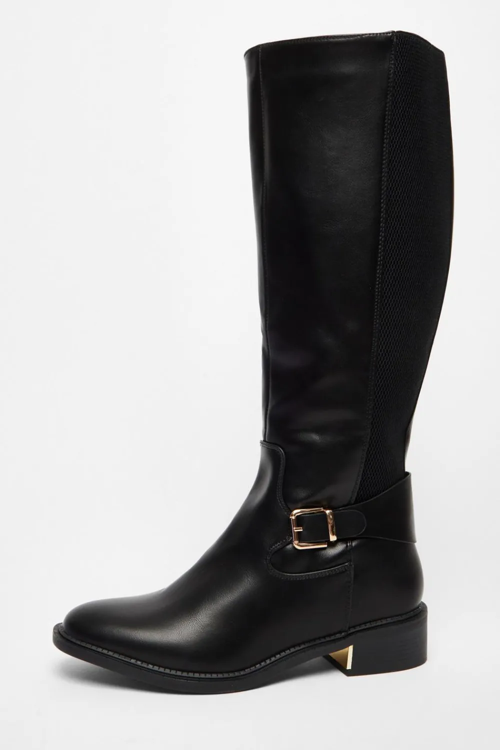 Quiz Wide Fit|Boots>Black Wide Fit High Knee Boots
