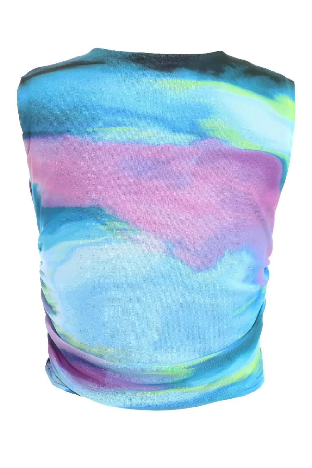 Quiz Summer Tops|Going Out Tops>Blue Abstract Print Mesh Top