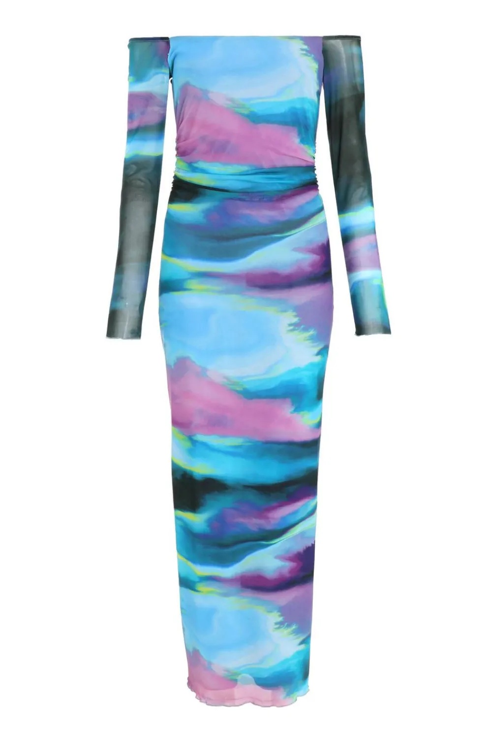Quiz Maxi Dresses|Bodycon Dresses>Blue Abstract Print Mesh Midaxi Dress