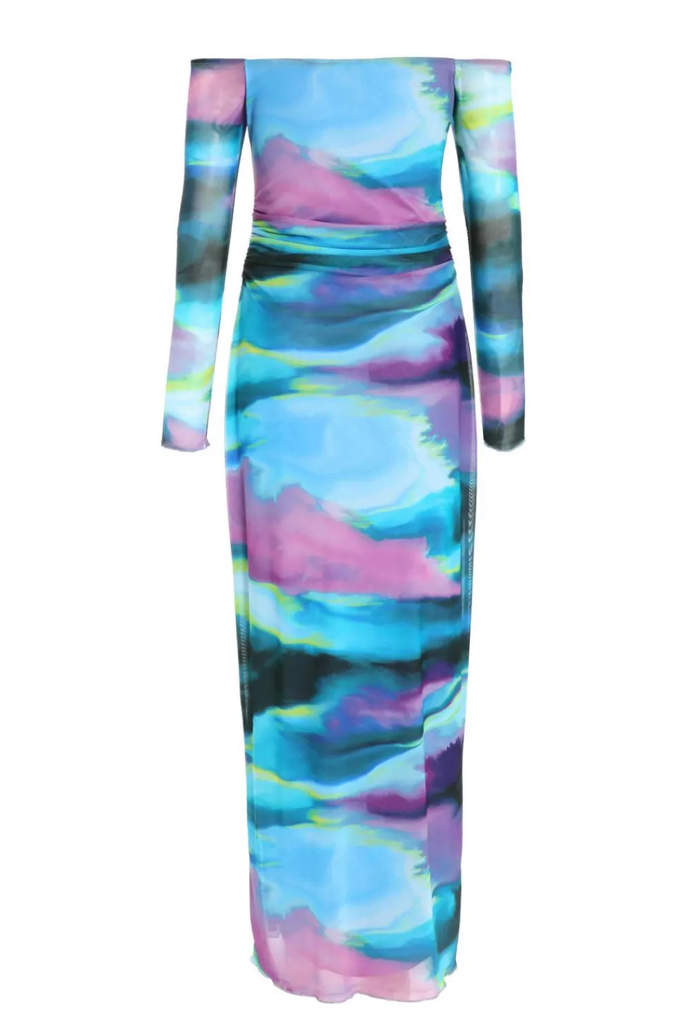 Quiz Maxi Dresses|Bodycon Dresses>Blue Abstract Print Mesh Midaxi Dress
