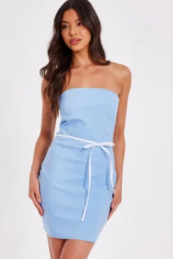 Quiz Summer Clothes|Holiday>Blue Bow Detail Mini Dress