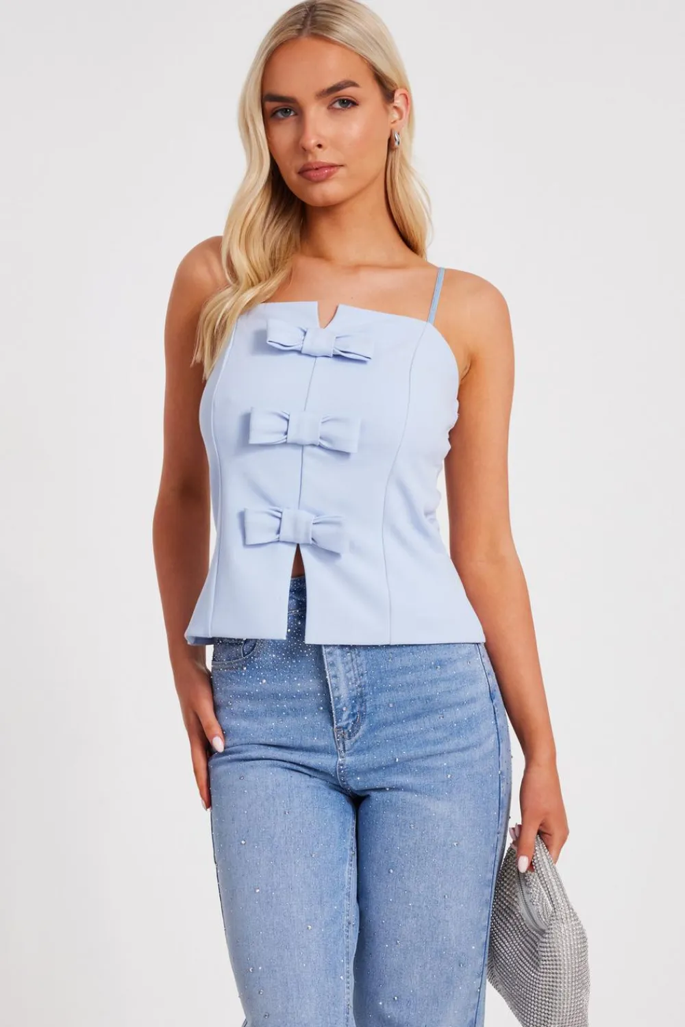 Quiz Summer Tops|Going Out Tops>Bow Front Strappy Top