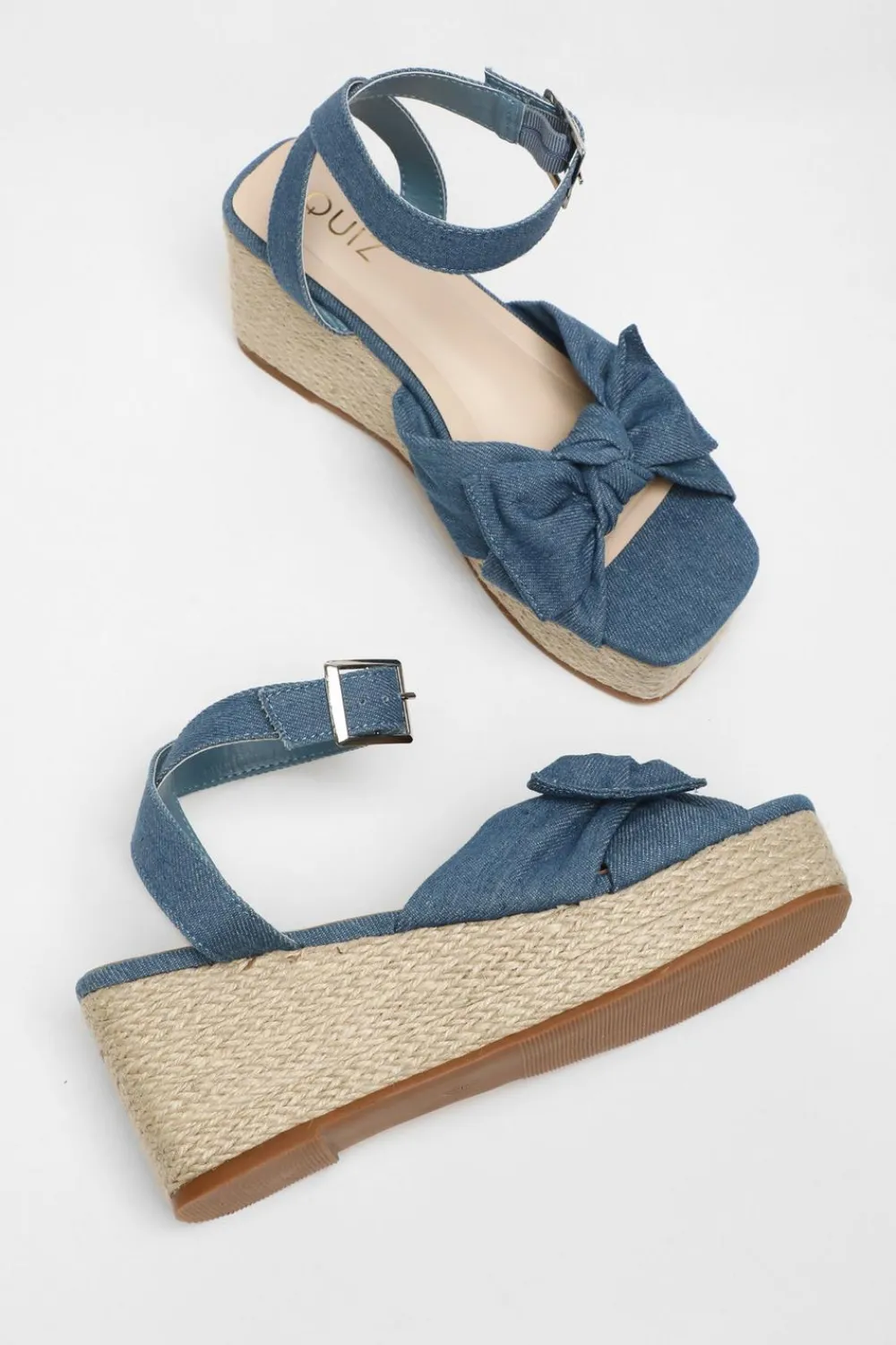 Quiz Wedges|Sandals>Blue Bow Front Wedges
