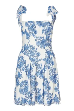 Quiz Day At The Races|Christening Guest>Blue Chiffon Floral Mini Dress