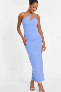 Quiz Evening Dresses|Wedding Guest Dresses>Blue Cut Out One Shoulder Midaxi Dress
