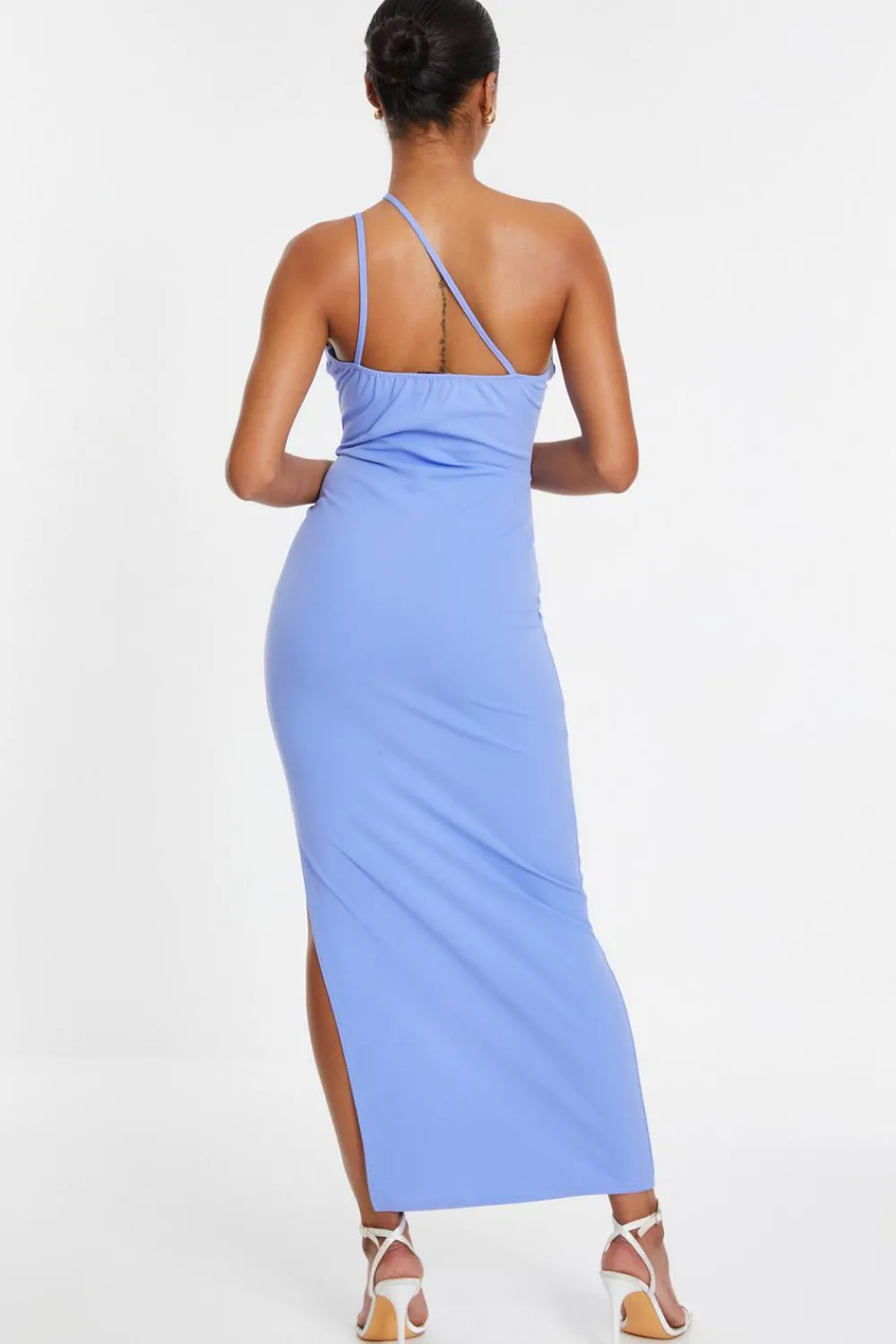 Quiz Evening Dresses|Wedding Guest Dresses>Blue Cut Out One Shoulder Midaxi Dress