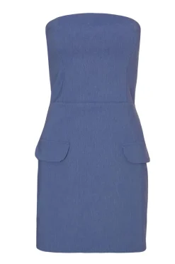 Quiz Summer Clothes|Holiday>Blue Denim Bandeau Mini Dress