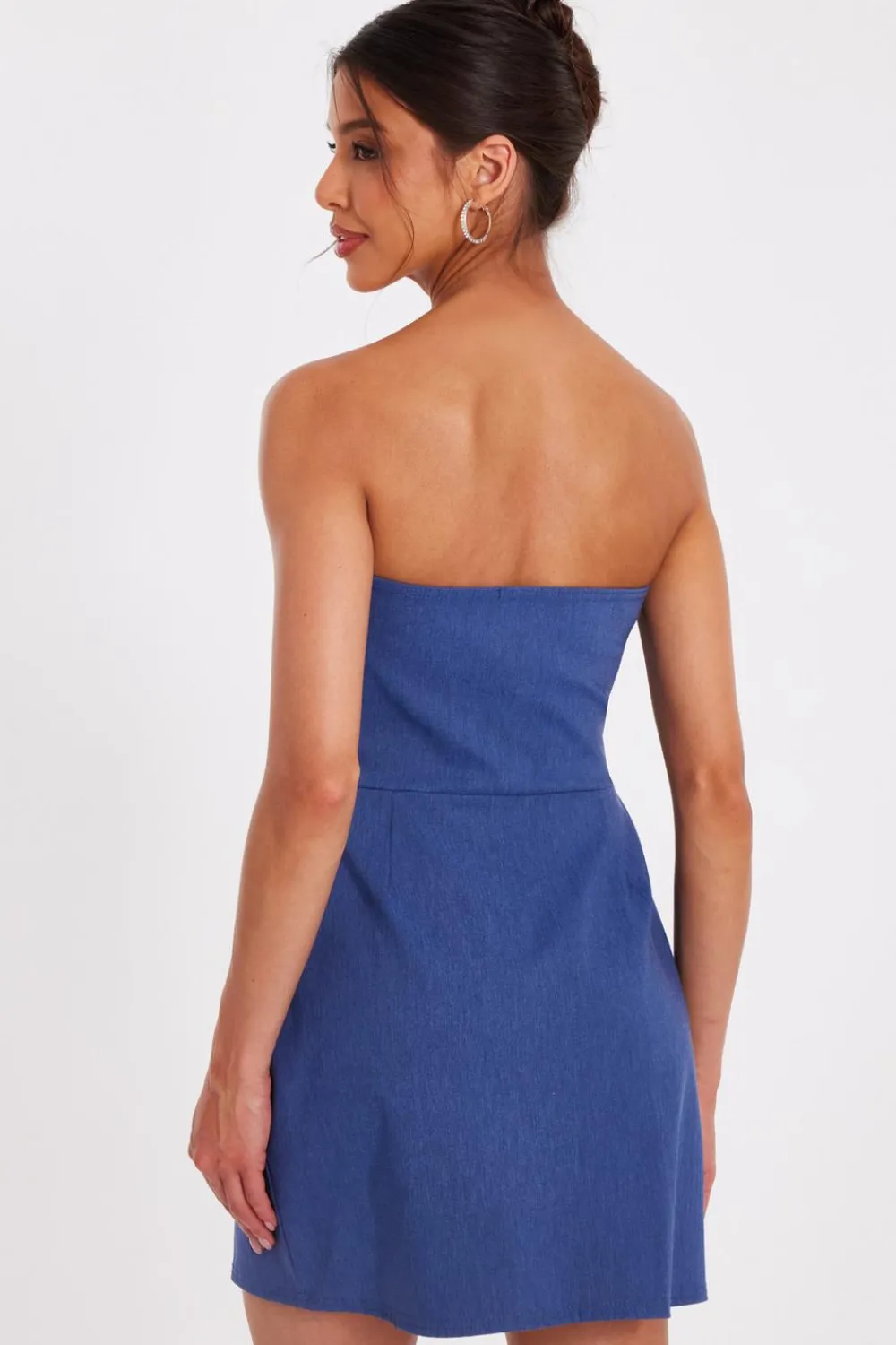 Quiz Summer Clothes|Holiday>Blue Denim Bandeau Mini Dress