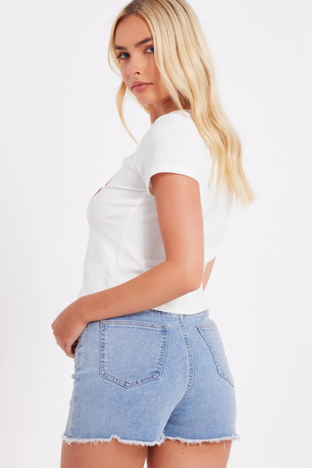 Quiz Summer Clothes|Shorts>Blue Denim Embellished Shorts