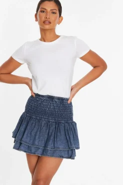 Quiz Summer Clothes|Skirts>Blue Denim Frill Mini Skirt