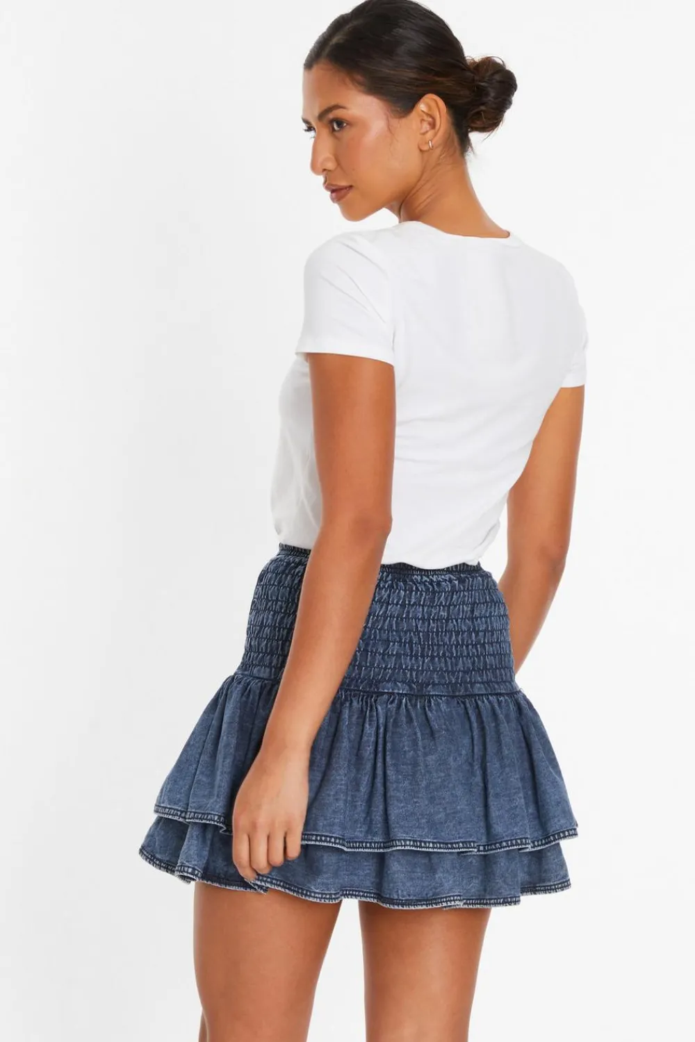 Quiz Summer Clothes|Skirts>Blue Denim Frill Mini Skirt