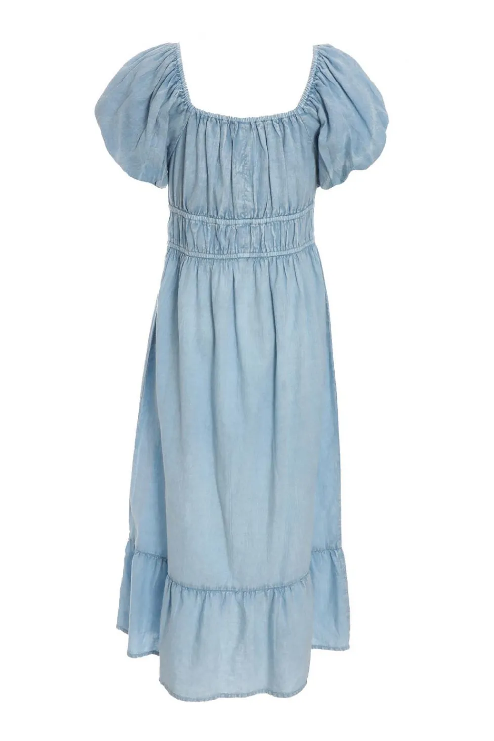 Quiz Summer Dresses|Midi Dresses>Blue Denim Puff Sleeve Midi Dress