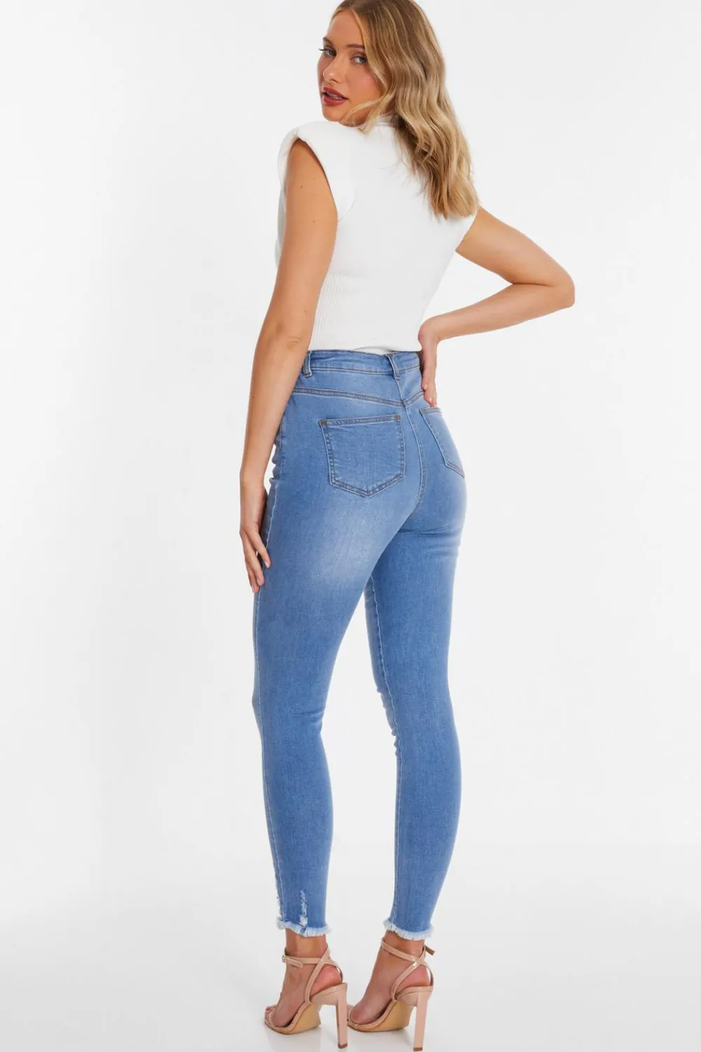 Quiz Jeans|Casual Clothing>Blue Denim Ripped Jeans
