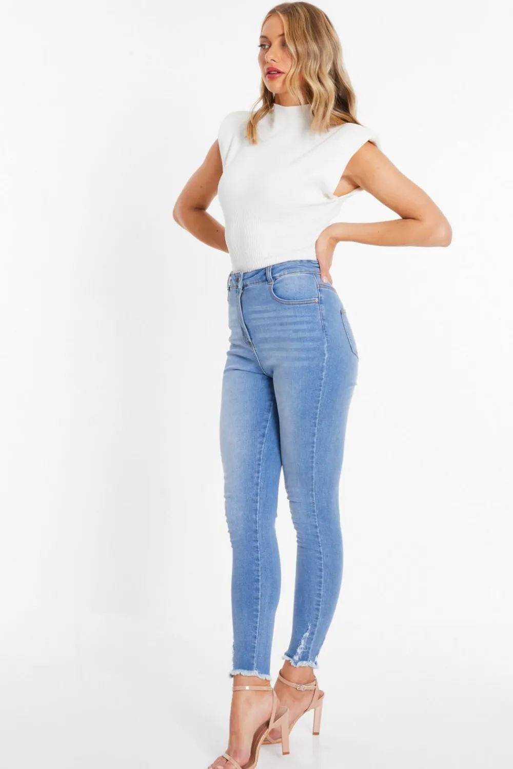 Quiz Jeans|Casual Clothing>Blue Denim Ripped Jeans