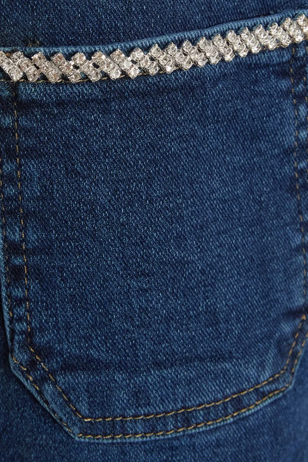 Quiz Trousers|Going Out>Blue Diamante Front Pocket Jeans