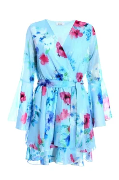 Quiz Summer Clothes|Florals>Blue Floral Chiffon Skater Dress